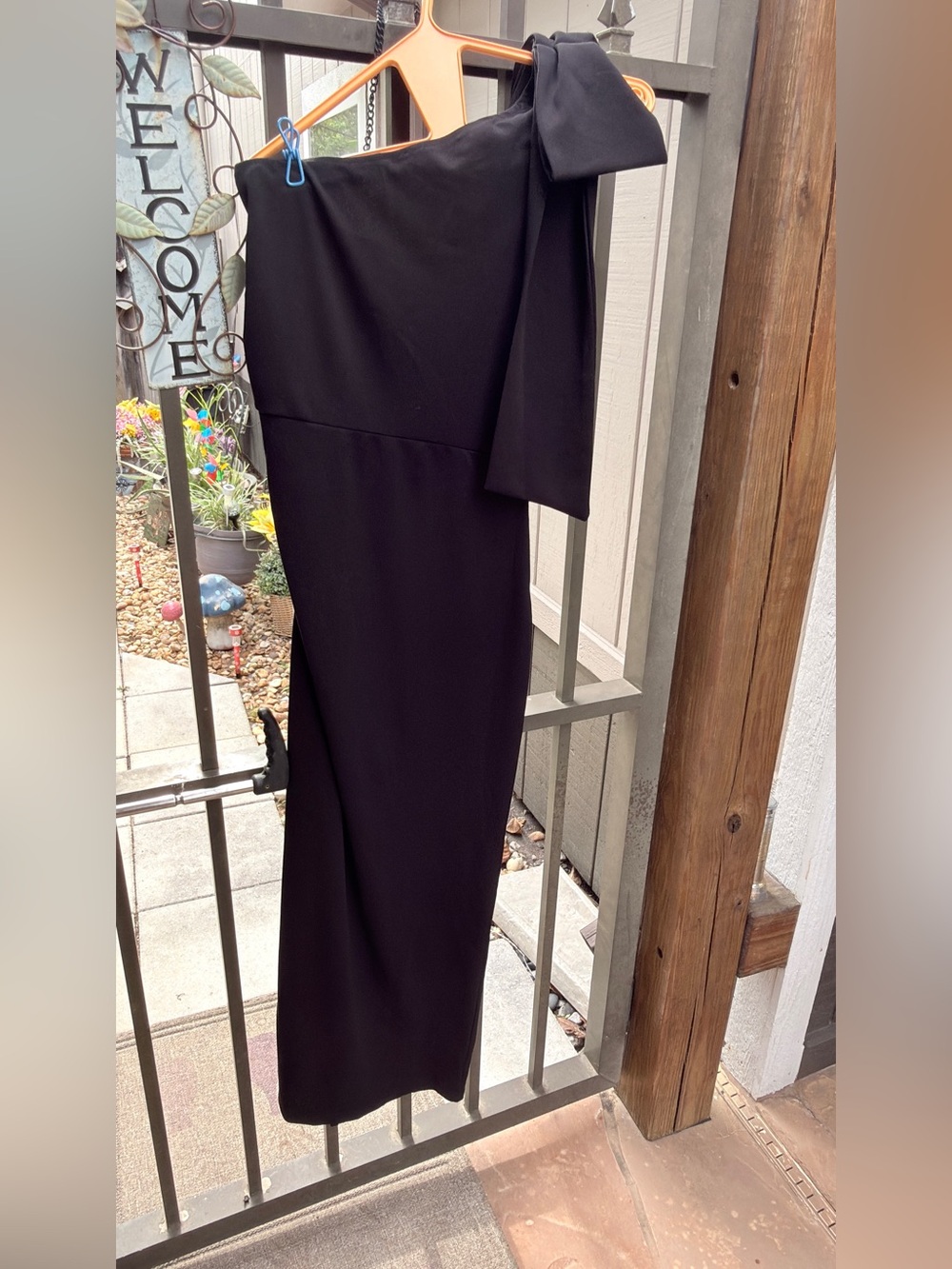 PRETTYGARDEN Black One Shoulder Bow Cocktail Midi Dress Size Medium
